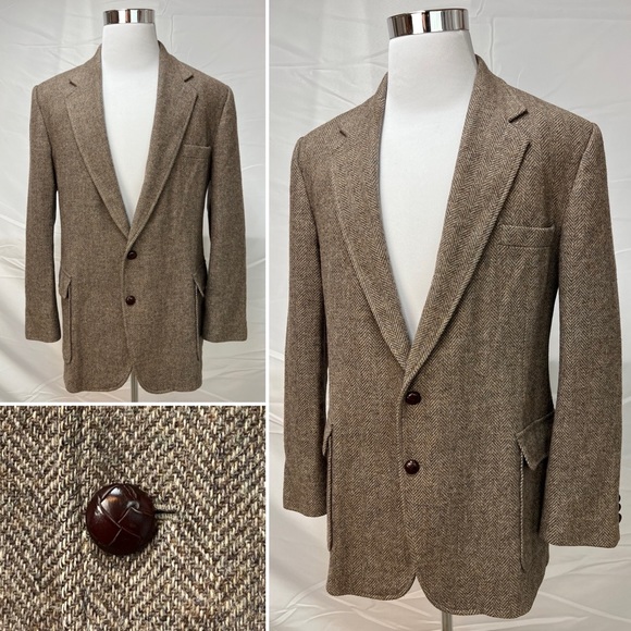 Veste De Sport Blazer Haggar En Laine Tweed Ivoire/beige - Taille 44, 2 Boutons, Coupe Régulière - Occasion Très Bon état